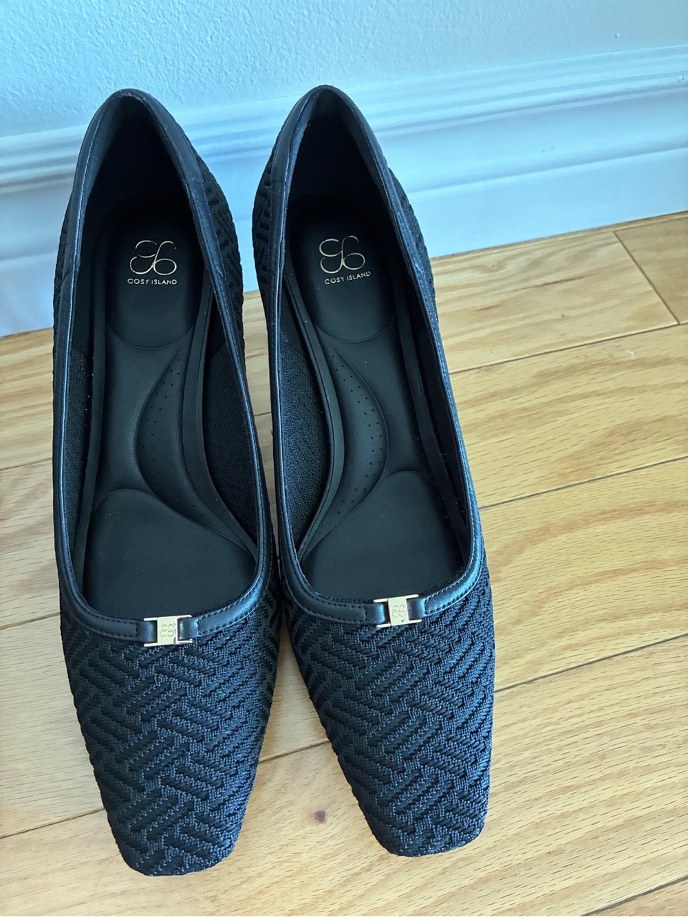 Cozy Island Black Woven Heels